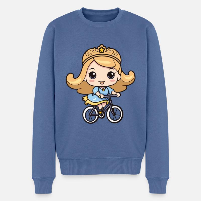 Fahrrad Mädchen Comic - Männer Premium Bio Pullover - Taubenblau