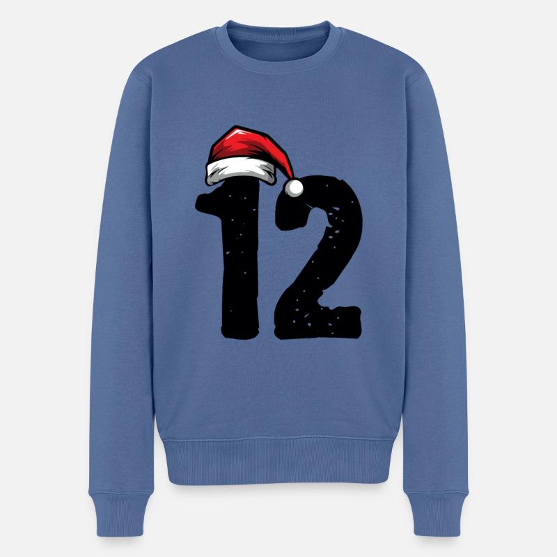 12 Numéro de Noël - Pull Premium bio Homme - bleu pigeon