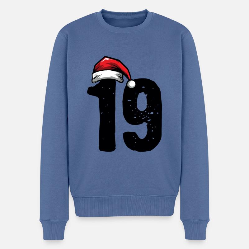 19 Numéro Noël - Pull Premium bio Homme - bleu pigeon