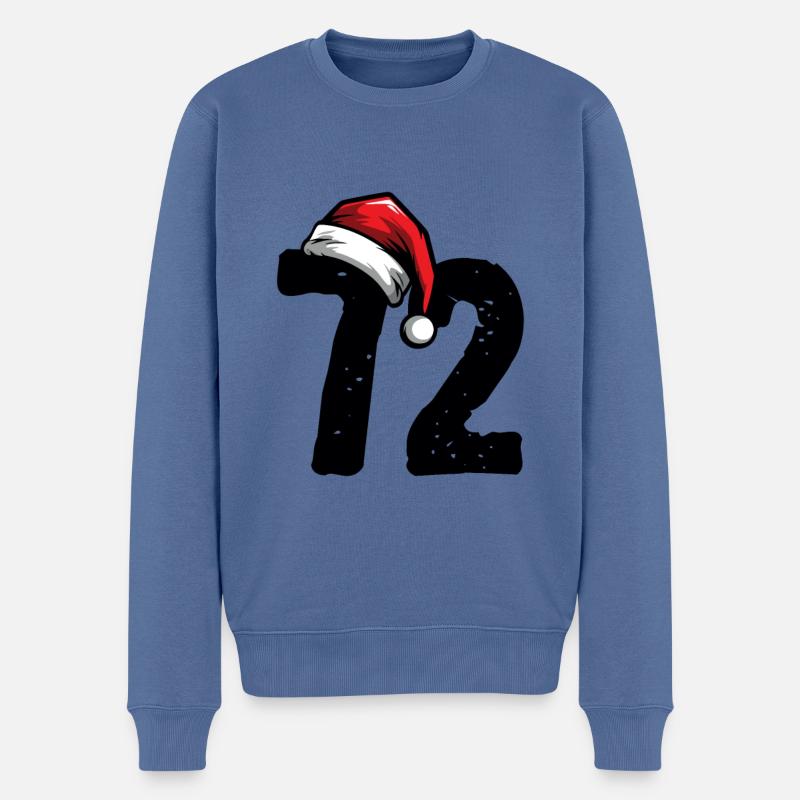 72 Zahl Weihnachten - Männer Premium Bio Pullover - Taubenblau