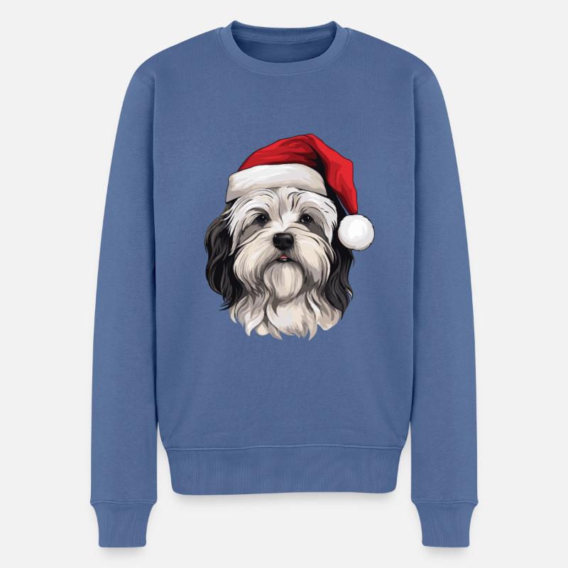 Havanese Hund Kopf Weihnachten Portät - Männer Premium Bio Pullover - Taubenblau