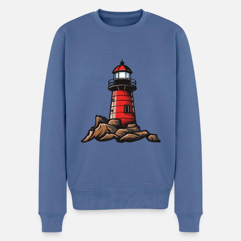 Icône de phare - Pull Premium bio Homme - bleu pigeon