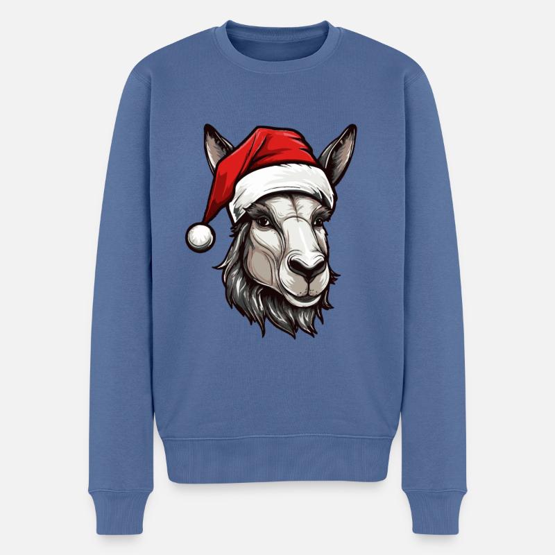 Esel Weihnachten Tier Porträt Xmas - Männer Premium Bio Pullover - Taubenblau
