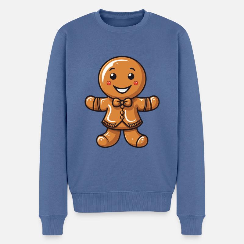 Biscuit de Noël en pain d’épice - Pull Premium bio Homme - bleu pigeon