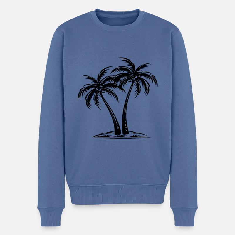 Île des Palmiers - Pull Premium bio Homme - bleu pigeon