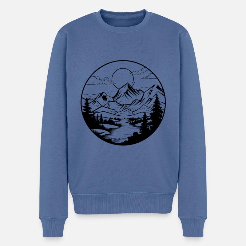 Berge Landschaft Natur - Männer Premium Bio Pullover - Taubenblau