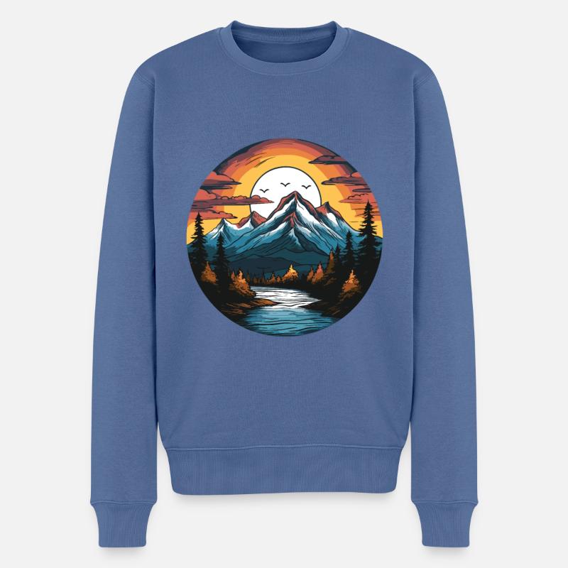 Berge Landschaft Natur Kreis - Männer Premium Bio Pullover - Taubenblau