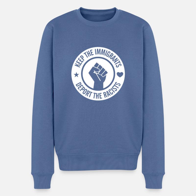 Sprüche gegen Rechts - Stoppt Rassismus - Männer Premium Bio Pullover - Taubenblau