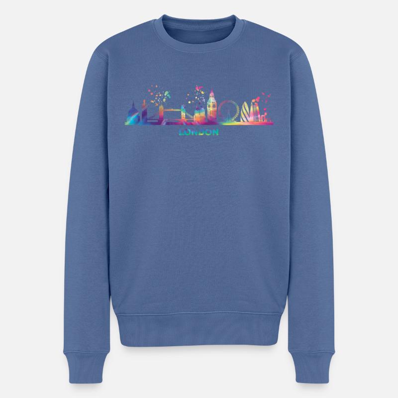 Londoner Skyline London - Männer Premium Bio Pullover - Taubenblau