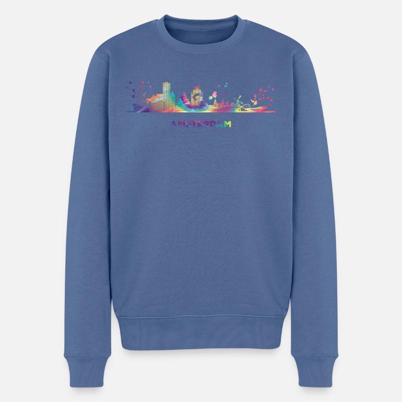 Ligne d’horizon d’Amsterdam Amsterdam - Pull Premium bio Homme - bleu pigeon