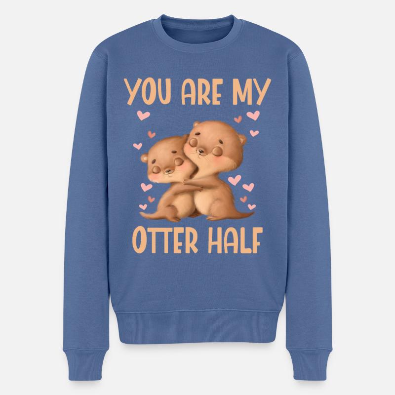 Tu es ma loutre demi-Saint-Valentin - Pull Premium bio Homme - bleu pigeon
