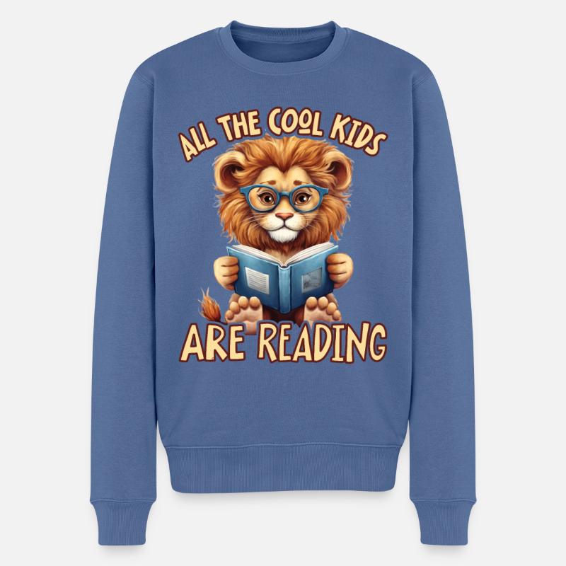 Alle Coolen Kids Lesen Löwe - Männer Premium Bio Pullover - Taubenblau