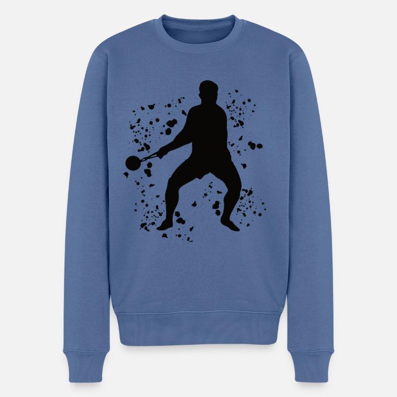 Hammerwerfer Colorsplash Hammerwerfen - Männer Premium Bio Pullover - Taubenblau