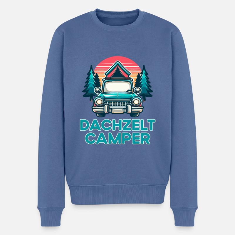 Dachzelt Camper Retro Dachzeltcamping Autodachzelt - Männer Premium Bio Pullover - Taubenblau