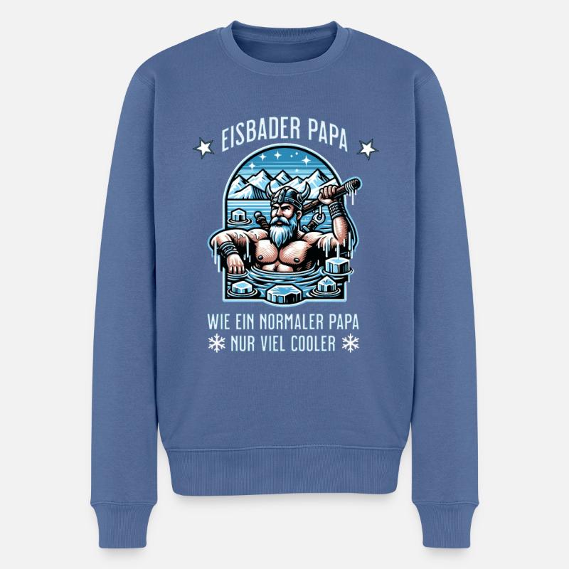 Der Wikinger Eisbader – Eisbaden im ewigen Eis - Männer Premium Bio Pullover - Taubenblau