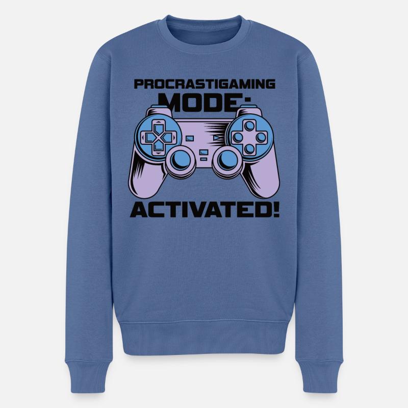 Gamer Procrastimode de jeu activé - Pull Premium bio Homme - bleu pigeon