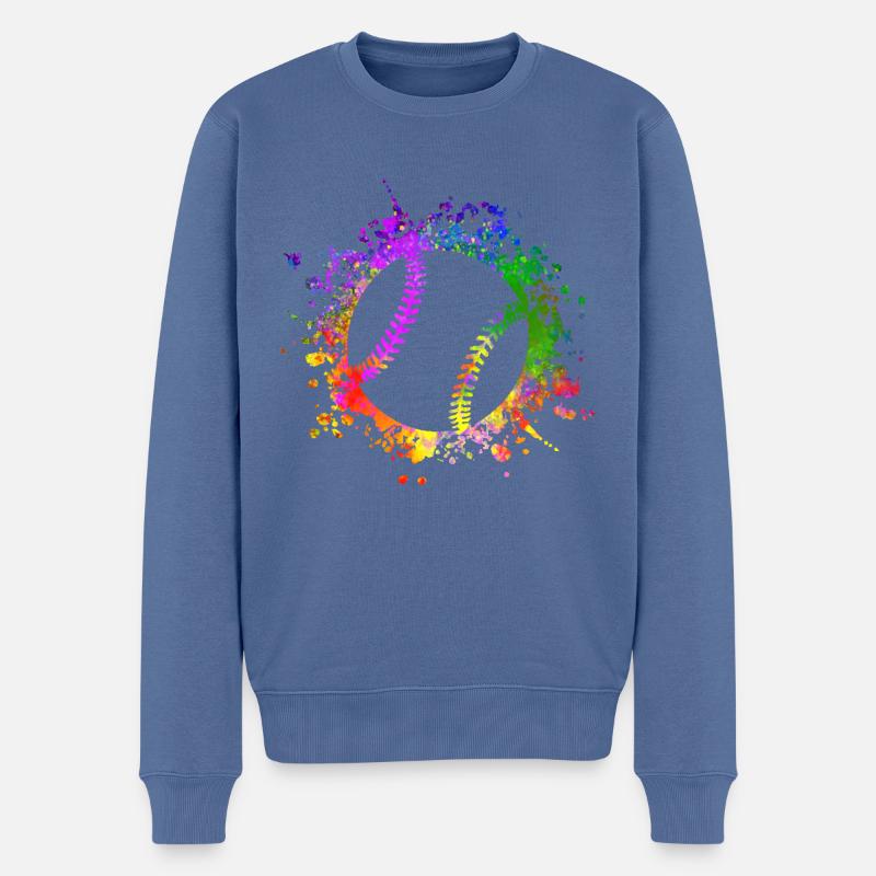 Baseball Paintsplashes Softball Baseball - Männer Premium Bio Pullover - Taubenblau