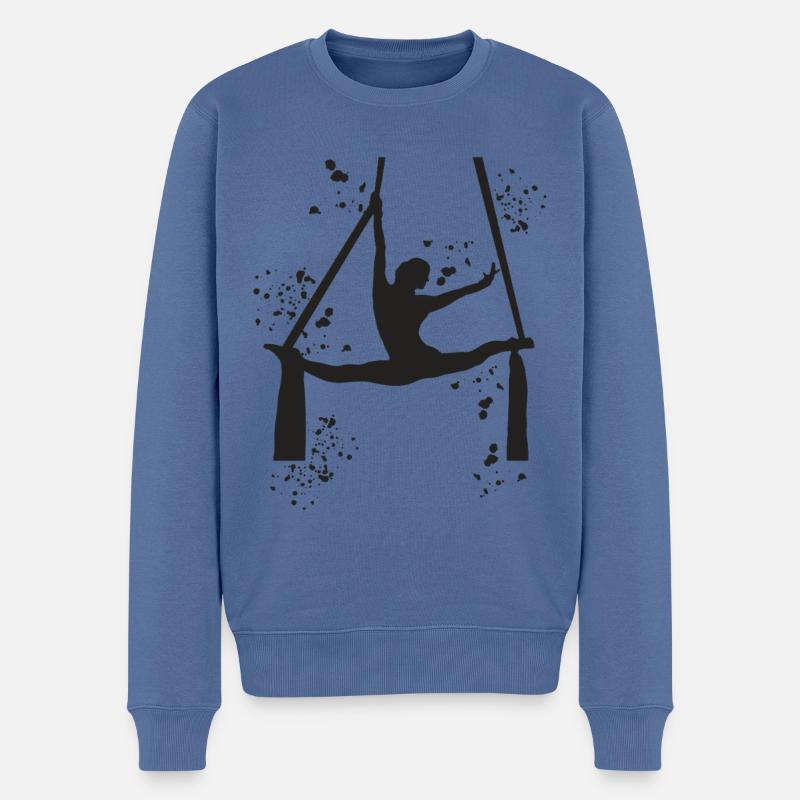 Vertikaltuch Luftakrobatik Aerial Silk - Männer Premium Bio Pullover - Taubenblau
