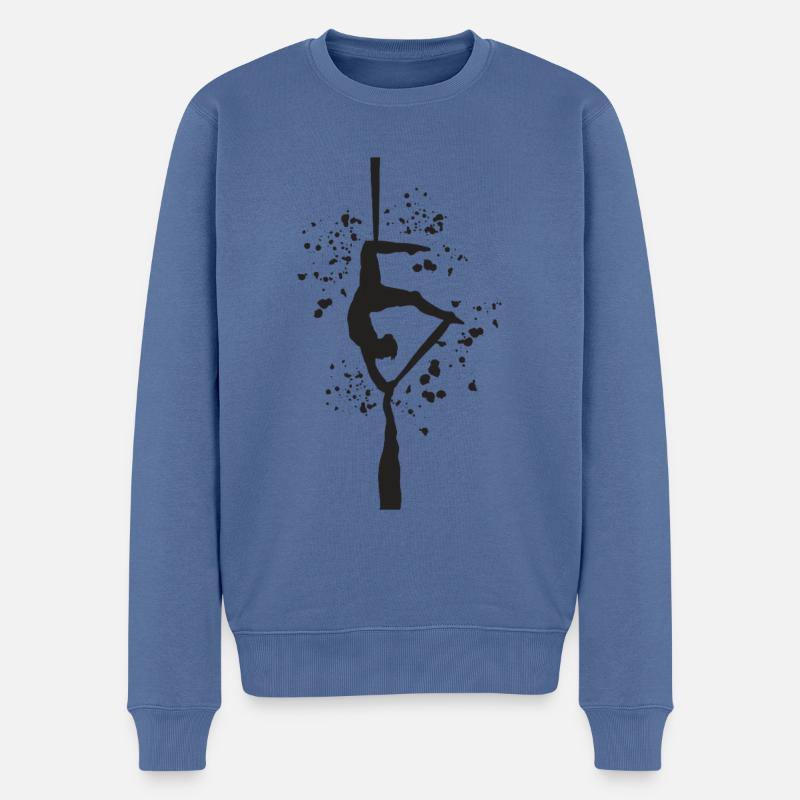 Vertikaltuch Luftakrobatik Aerial Silk - Männer Premium Bio Pullover - Taubenblau