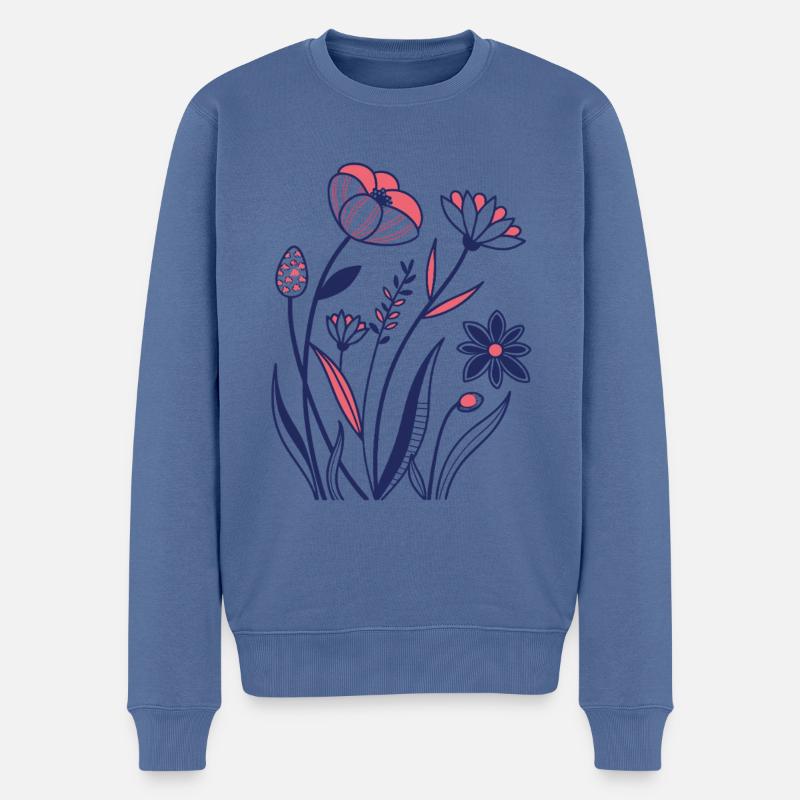 Fleurs - Printemps - Été - Fleurs - Pull Premium bio Homme - bleu pigeon
