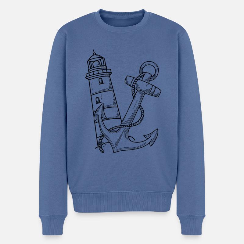 Leuchtturm Anker Maritim - Männer Premium Bio Pullover - Taubenblau