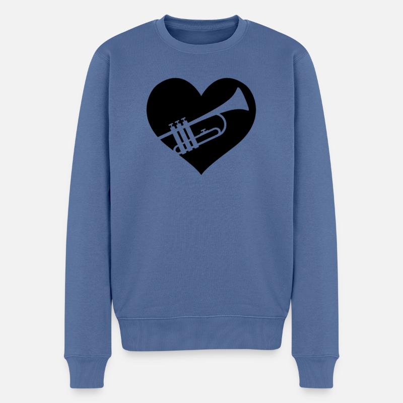 Trompete Trompeter - Männer Premium Bio Pullover - Taubenblau