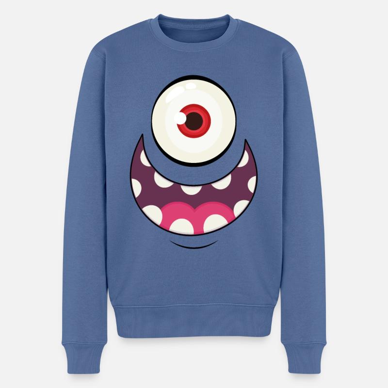 Monstergesicht 2 - Männer Premium Bio Pullover - Taubenblau