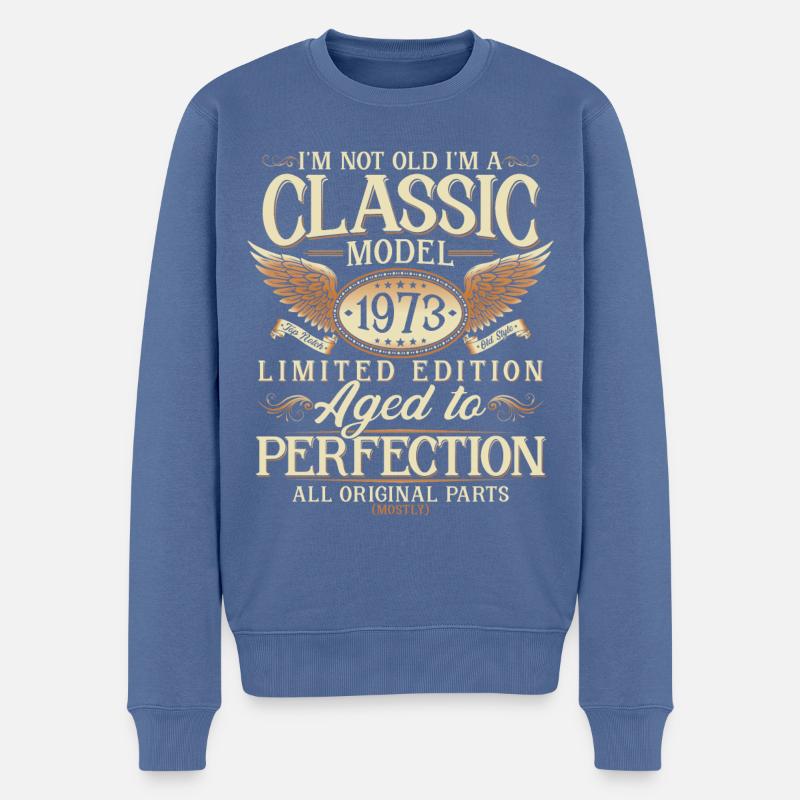 Jahrgang 1973 geboren Vintage Geburtstag Geschenk - Männer Premium Bio Pullover - Taubenblau