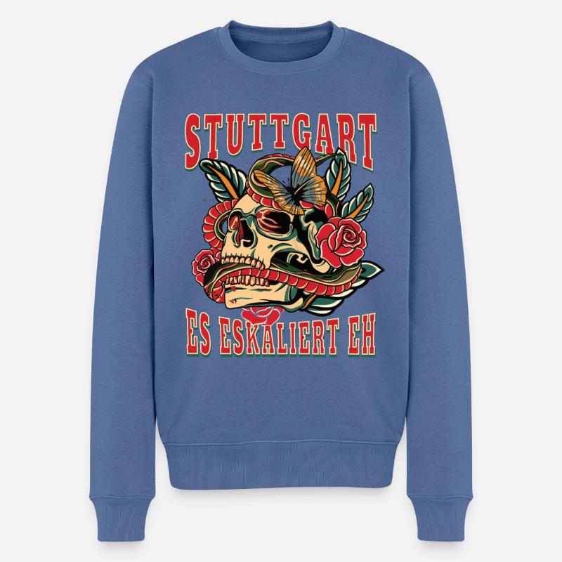 Stuttgart Frau Geschenk es eskaliert eh Stuttgart - Männer Premium Bio Pullover - Taubenblau
