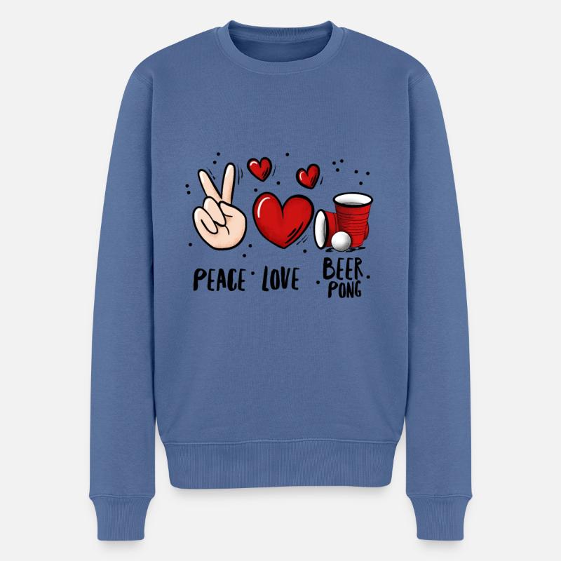 Bier Pong Trinkspiel - Männer Premium Bio Pullover - Taubenblau