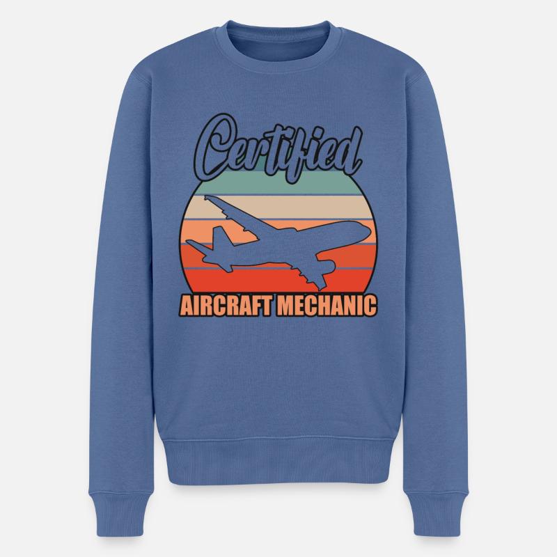 Certified Aircraft Mechanic - Männer Premium Bio Pullover - Taubenblau