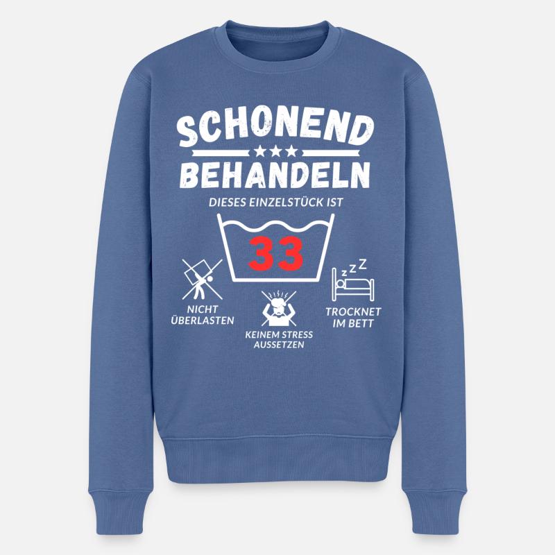 Schonend behandeln - dieses Einzelstück ist 33 - Männer Premium Bio Pullover - Taubenblau