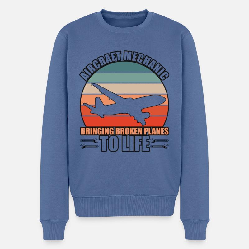 Technicien d’aéronefs - Pull Premium bio Homme - bleu pigeon