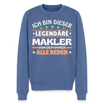 Ich bin dieser legendäre Makler - Männer Premium Bio Pullover - Taubenblau - Vorne - Nico (187cm)