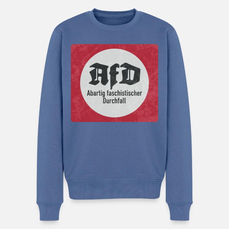ANTI AFD STICKER, FASCHISTISCHER DURCHFALL - Männer Premium Bio Pullover - Taubenblau