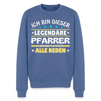 Ich bin dieser legendäre Pfarrer - Männer Premium Bio Pullover - Taubenblau - Vorne - Nico (187cm)