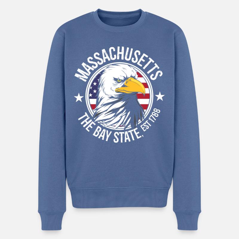 Massachusetts - Männer Premium Bio Pullover - Taubenblau