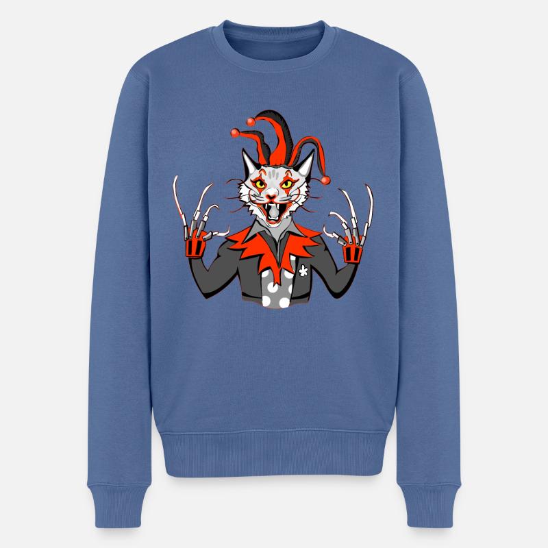 le chat joker - Pull Premium bio Homme - bleu pigeon