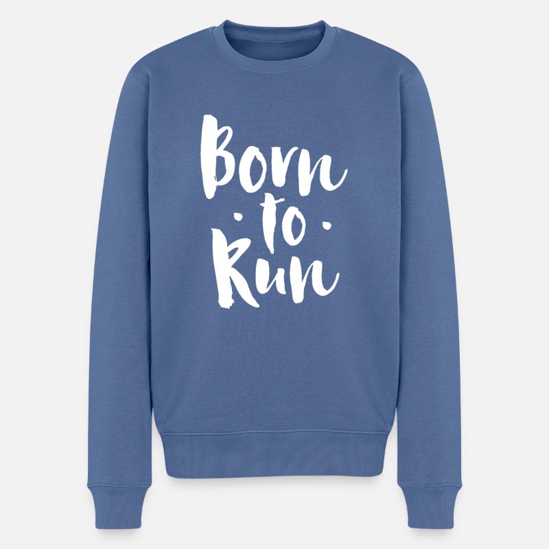 Né pour courir - Courir - Pull Premium bio Homme - bleu pigeon