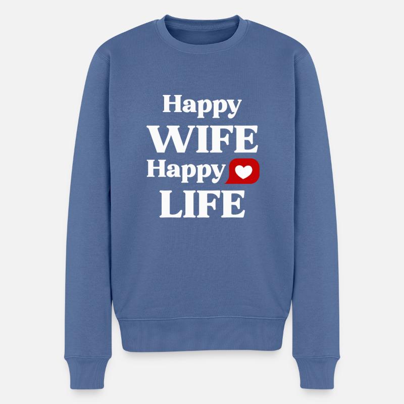 Femme heureuse, vie heureuse - Pull Premium bio Homme - bleu pigeon