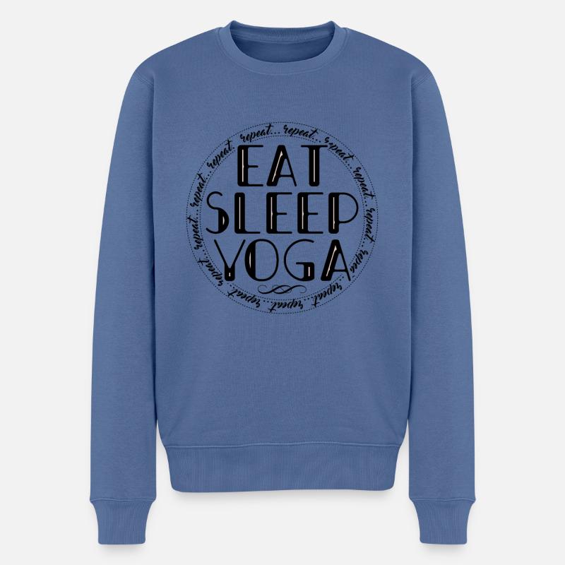 Manger, Dormir, Yoga, Répéter - Routine Bien-être - Pull Premium bio Homme - bleu pigeon