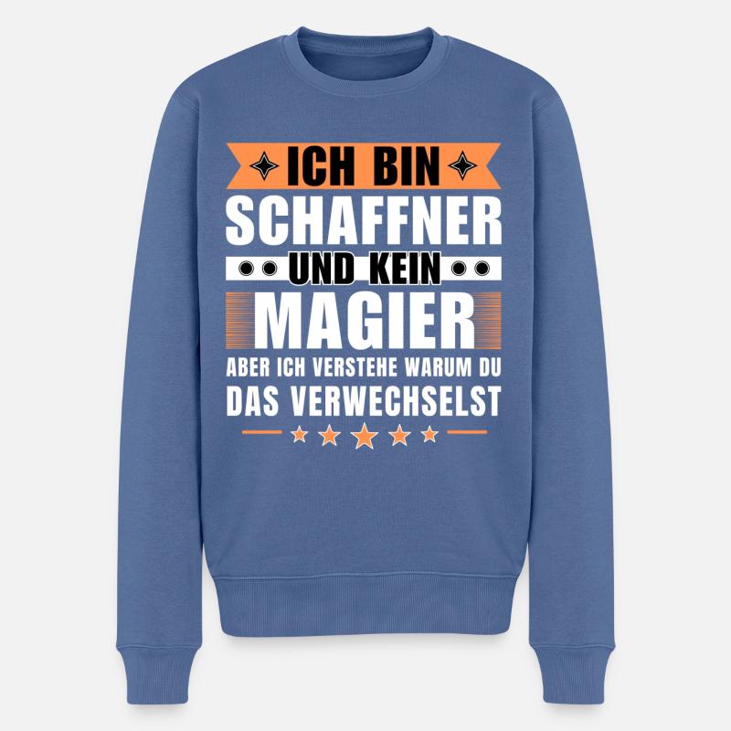 Ich bin Schaffner und kein Magier - Männer Premium Bio Pullover - Taubenblau