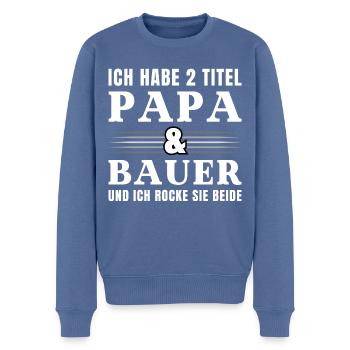 Ich habe 2 Titel Papa und Bauer - Männer Premium Bio Pullover - Taubenblau - Vorne - Nico (187cm)