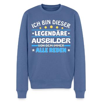 Ich bin dieser legendäre Dozent - Männer Premium Bio Pullover - Taubenblau - Vorne - Nico (187cm)