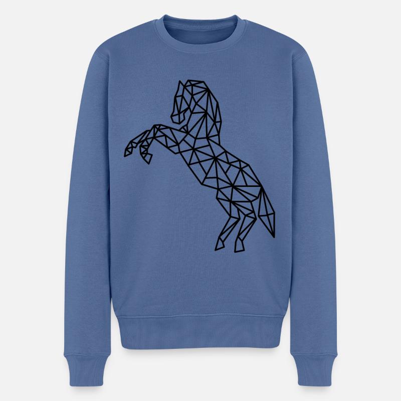 Pferd Geometrisch Linie - Männer Premium Bio Pullover - Taubenblau