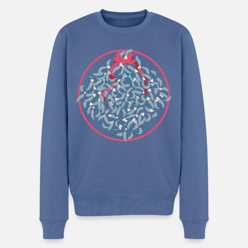 Weihnachts-Mistel-Stoppschild - Männer Premium Bio Pullover - Taubenblau
