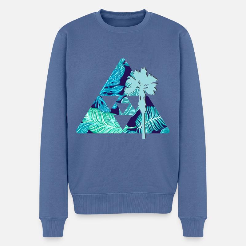 Palmen Blätter - Männer Premium Bio Pullover - Taubenblau