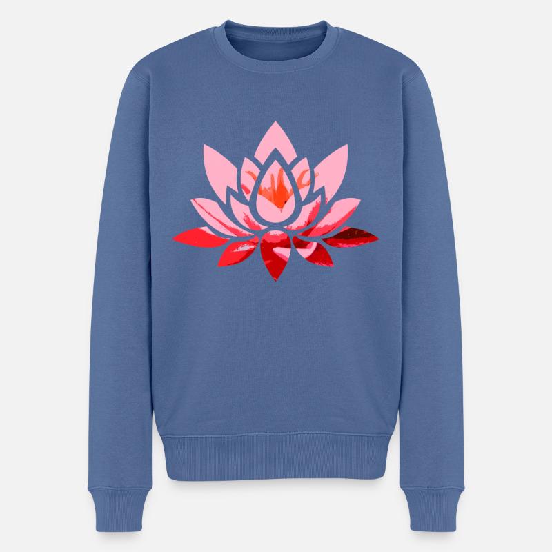 Lotus Blüte - Männer Premium Bio Pullover - Taubenblau