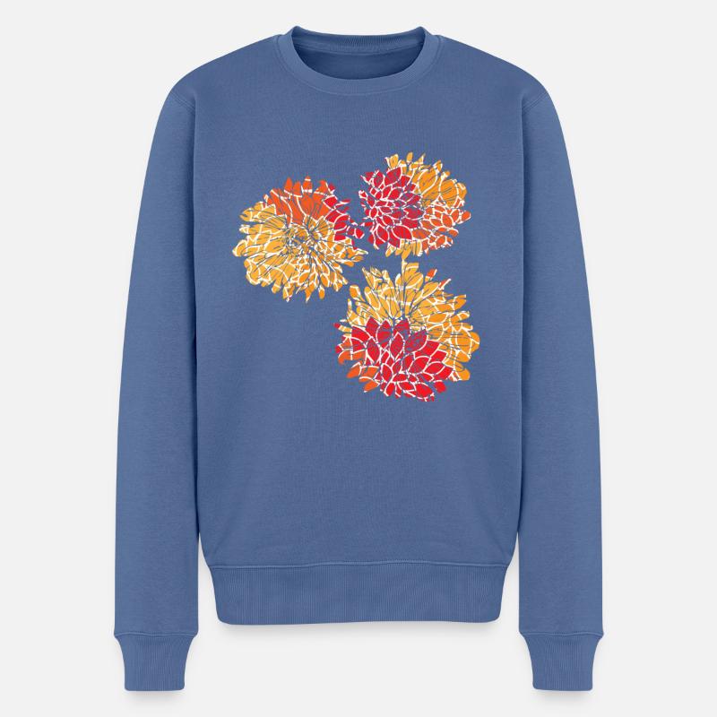 Blumen mit Blumen Muster - Männer Premium Bio Pullover - Taubenblau
