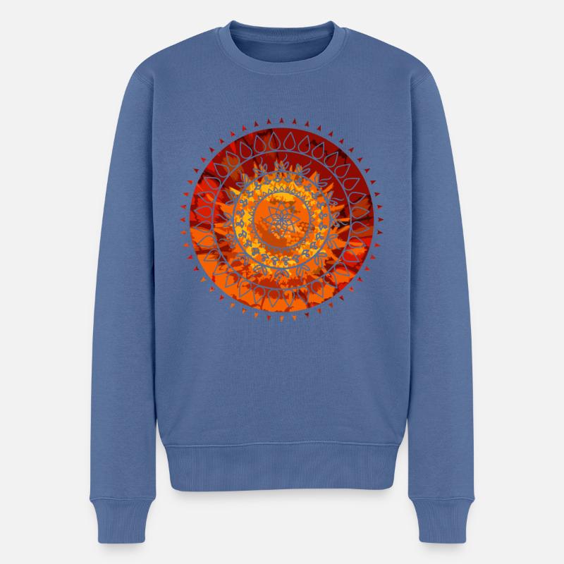 Mandala - Männer Premium Bio Pullover - Taubenblau